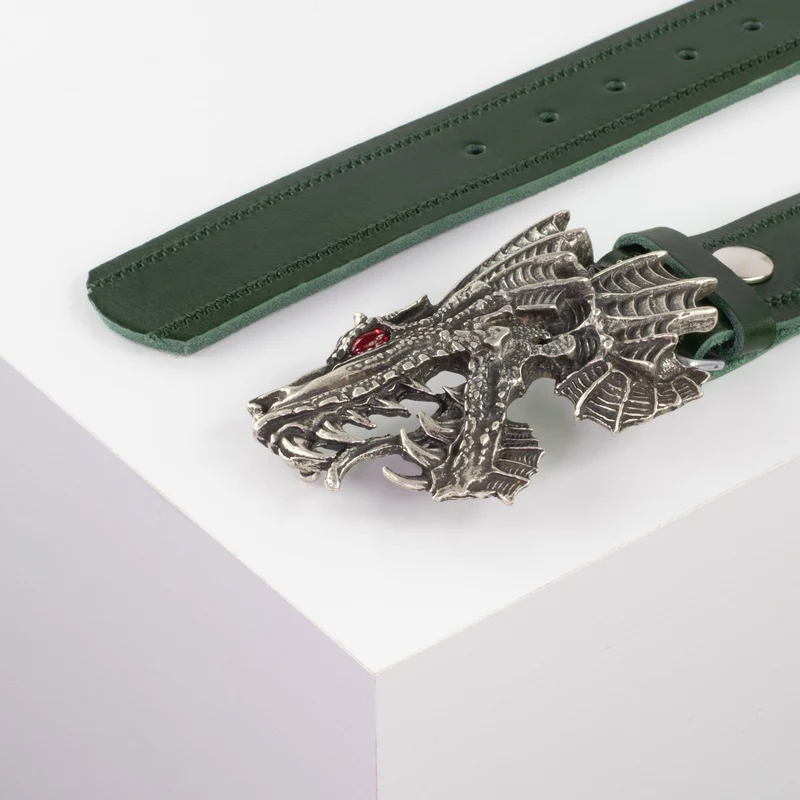 Ledergürtel 4cm mit Schnalle Drache