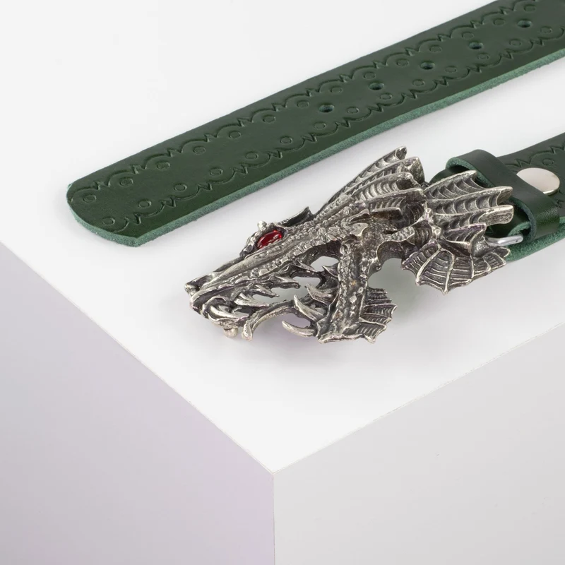 Ledergürtel 4cm mit Schnalle Drache
