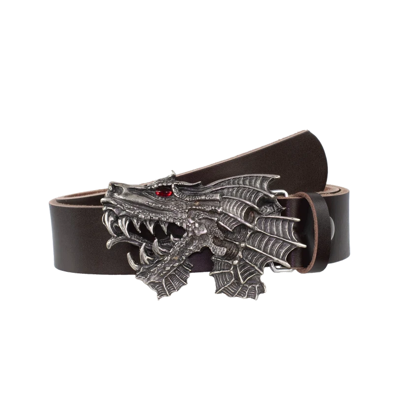 Ledergürtel 4cm mit Schnalle Drache