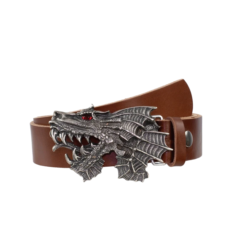 Ledergürtel 4cm mit Schnalle Drache