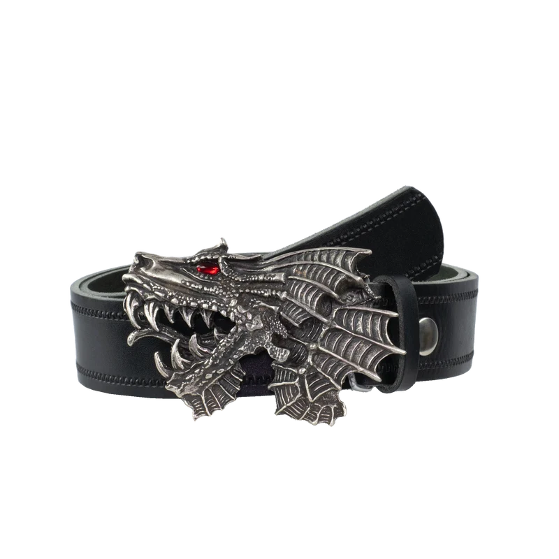 Ledergürtel 4cm mit Schnalle Drache