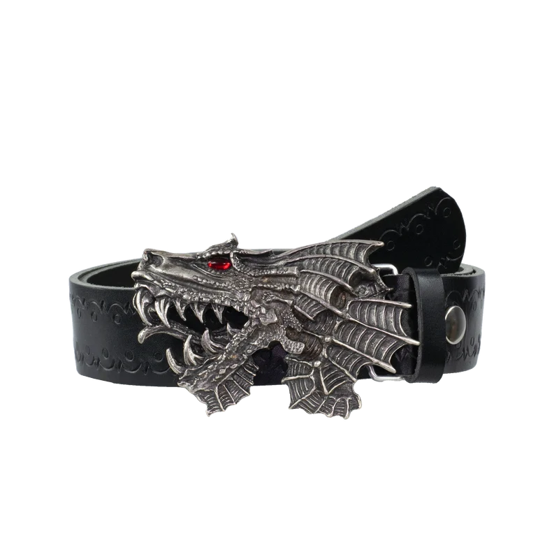 Ledergürtel 4cm mit Schnalle Drache