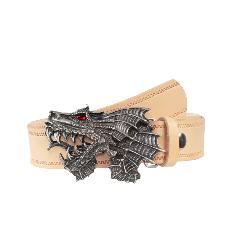 Ledergürtel 4cm mit Schnalle Drache