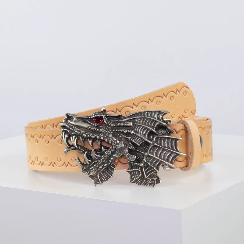 Ledergürtel 4cm mit Schnalle Drache