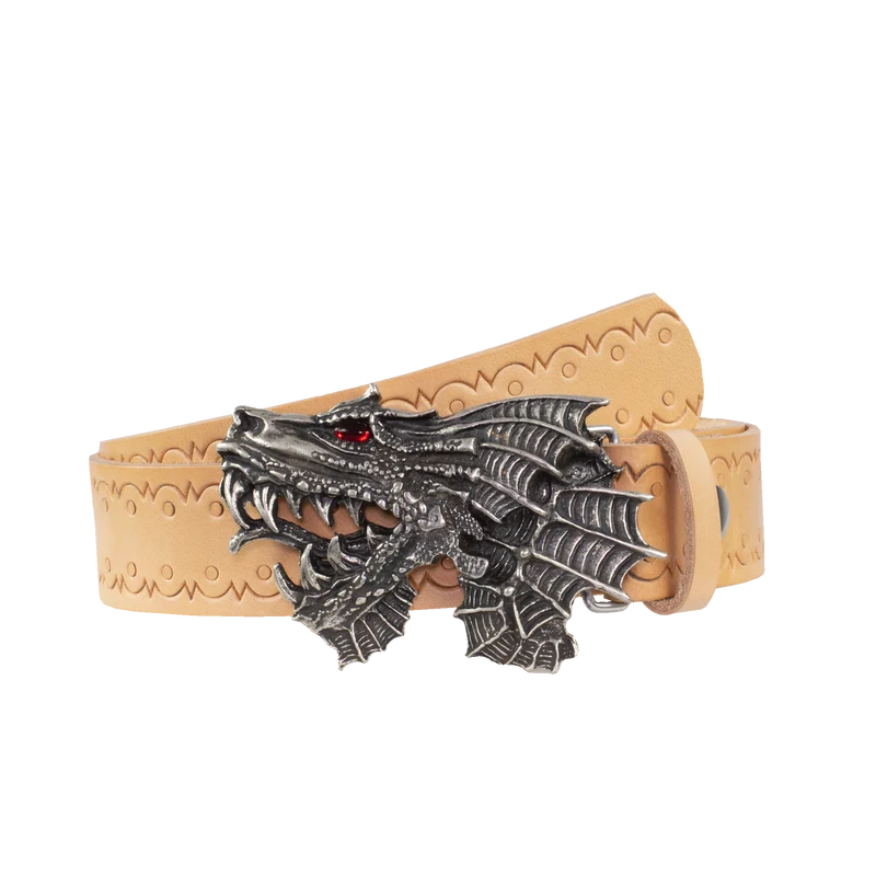 Ledergürtel 4cm mit Schnalle Drache