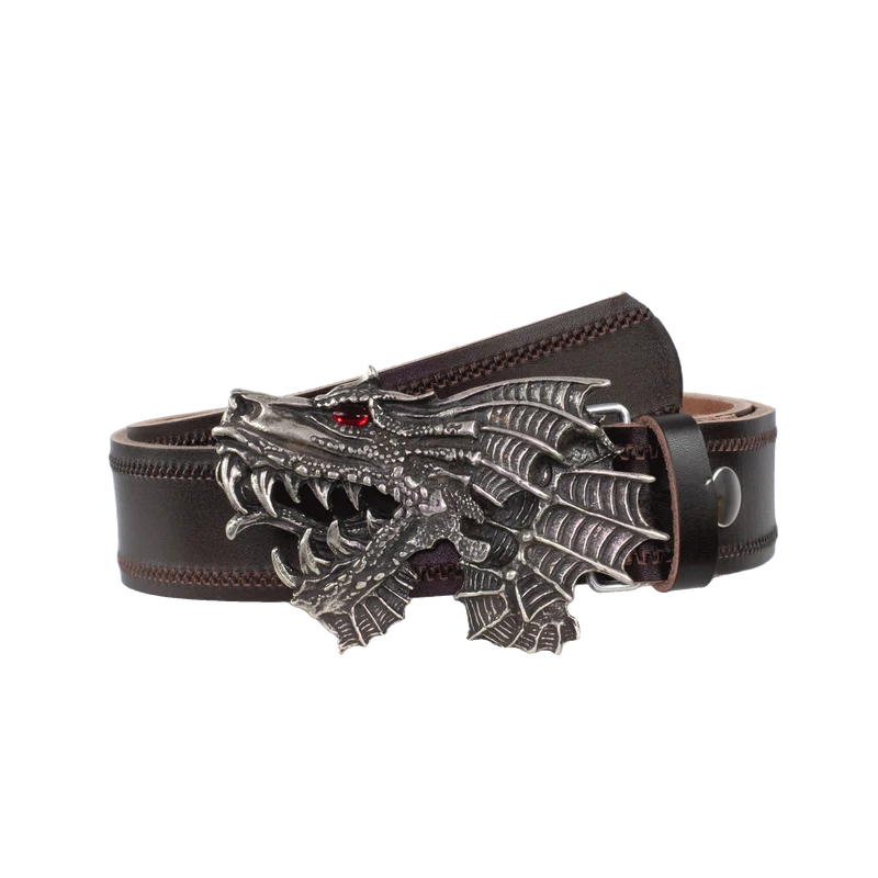 Ledergürtel 4cm mit Schnalle Drache