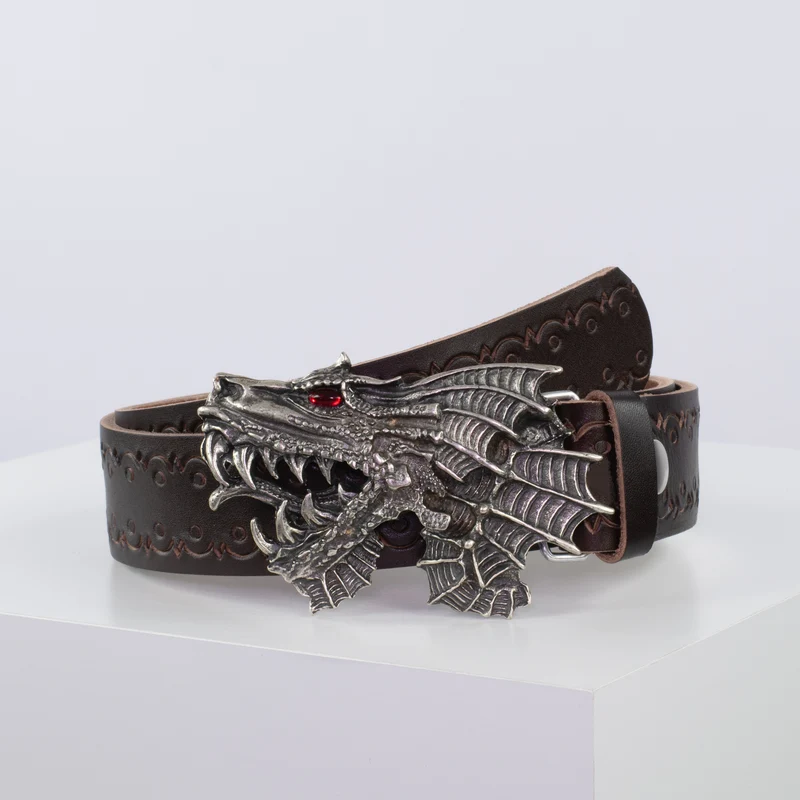 Ledergürtel 4cm mit Schnalle Drache