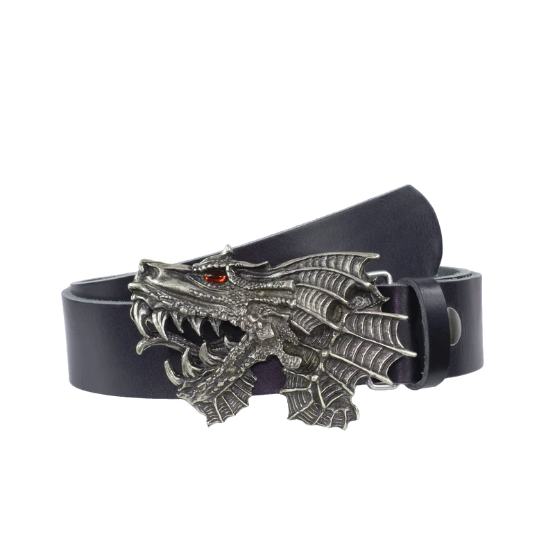 Ledergürtel 4cm mit Schnalle Drache