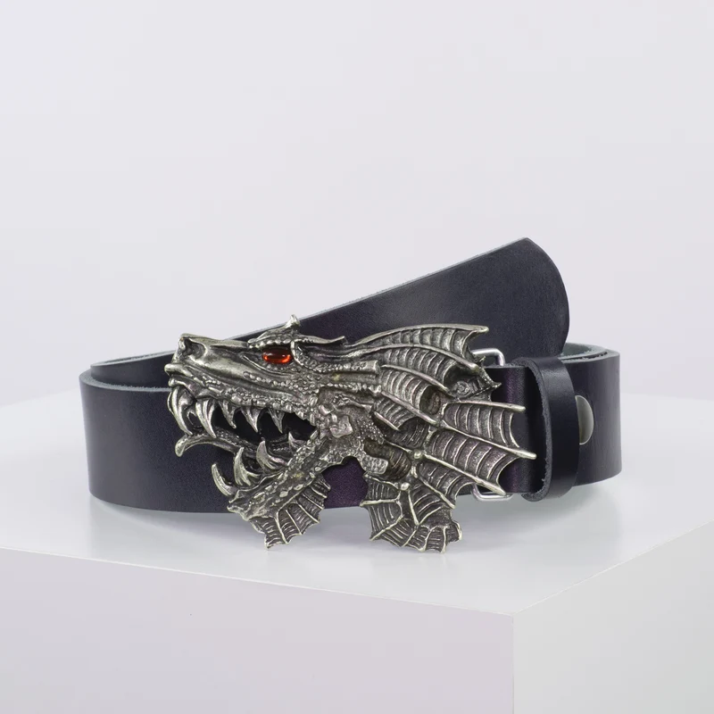 Ledergürtel 4cm mit Schnalle Drache