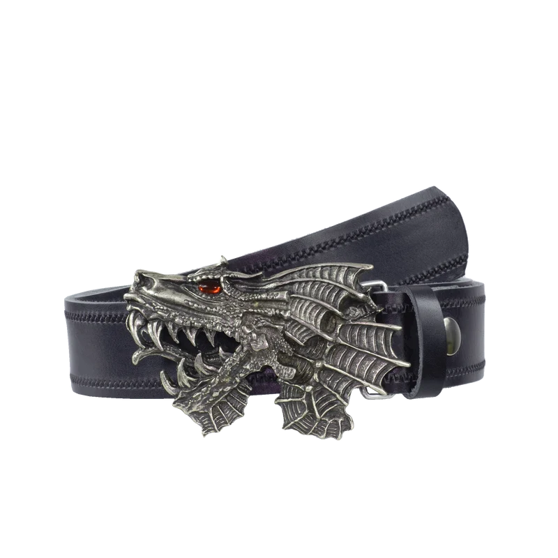 Ledergürtel 4cm mit Schnalle Drache