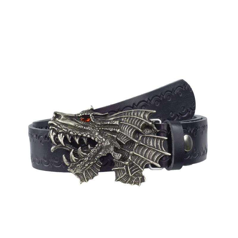 Ledergürtel 4cm mit Schnalle Drache
