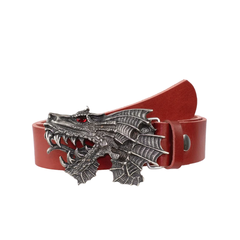 Ledergürtel 4cm mit Schnalle Drache