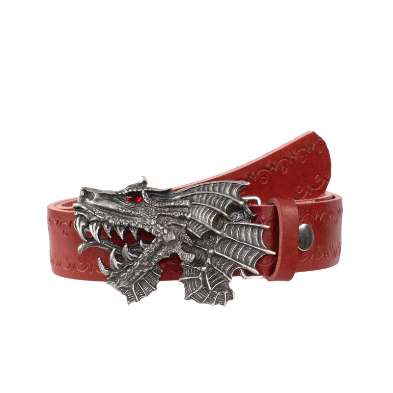 Ledergürtel 4cm mit Schnalle Drache