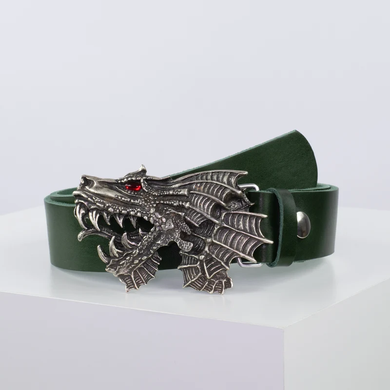 Ledergürtel 4cm mit Schnalle Drache
