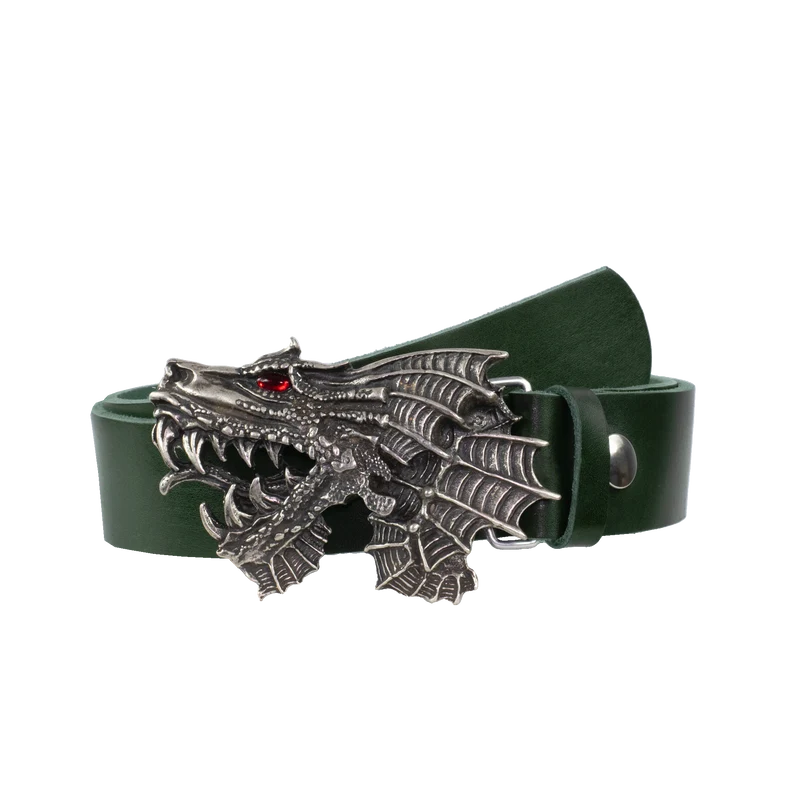 Ledergürtel 4cm mit Schnalle Drache