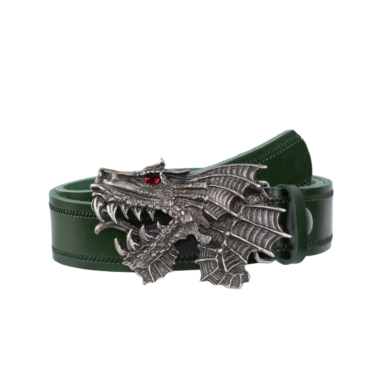 Ledergürtel 4cm mit Schnalle Drache