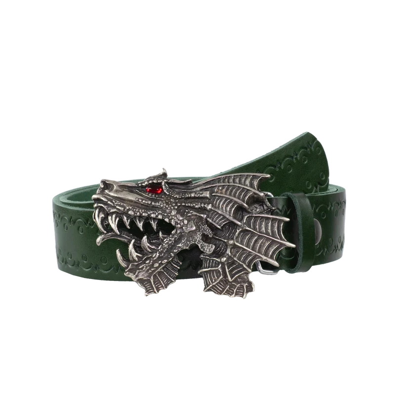 Ledergürtel 4cm mit Schnalle Drache