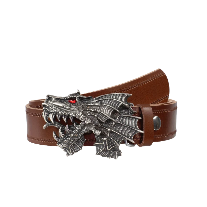Ledergürtel 4cm mit Schnalle Drache