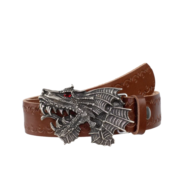 Ledergürtel 4cm mit Schnalle Drache