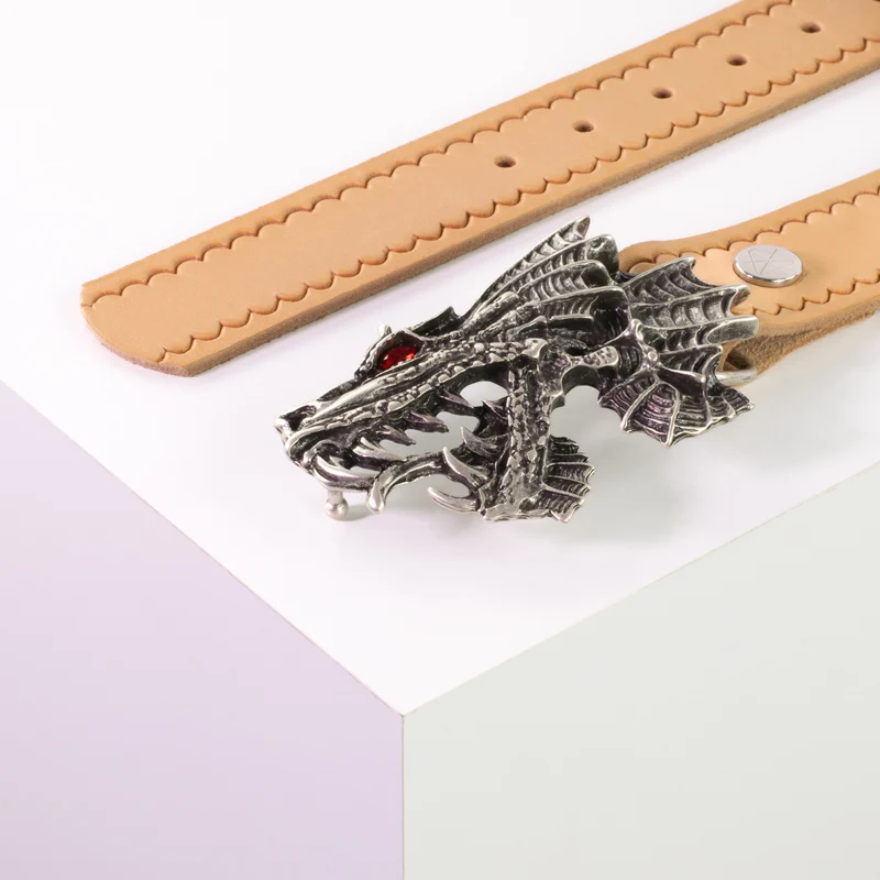 Ledergürtel 4cm mit Schnalle Drache