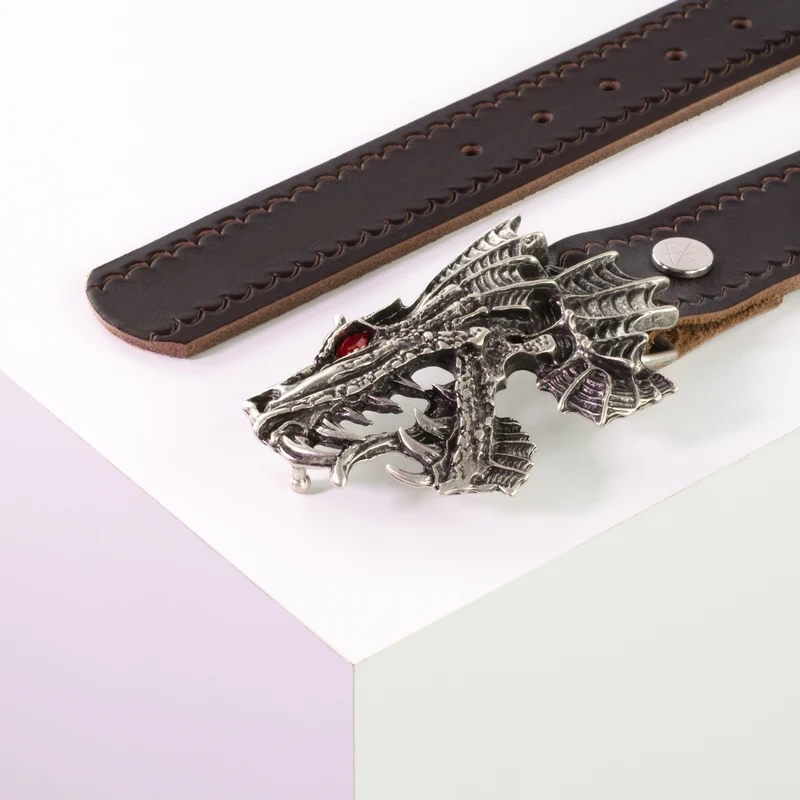 Ledergürtel 4cm mit Schnalle Drache