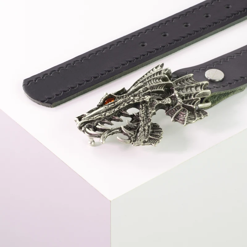 Ledergürtel 4cm mit Schnalle Drache