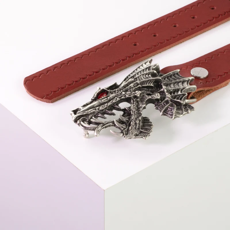Ledergürtel 4cm mit Schnalle Drache