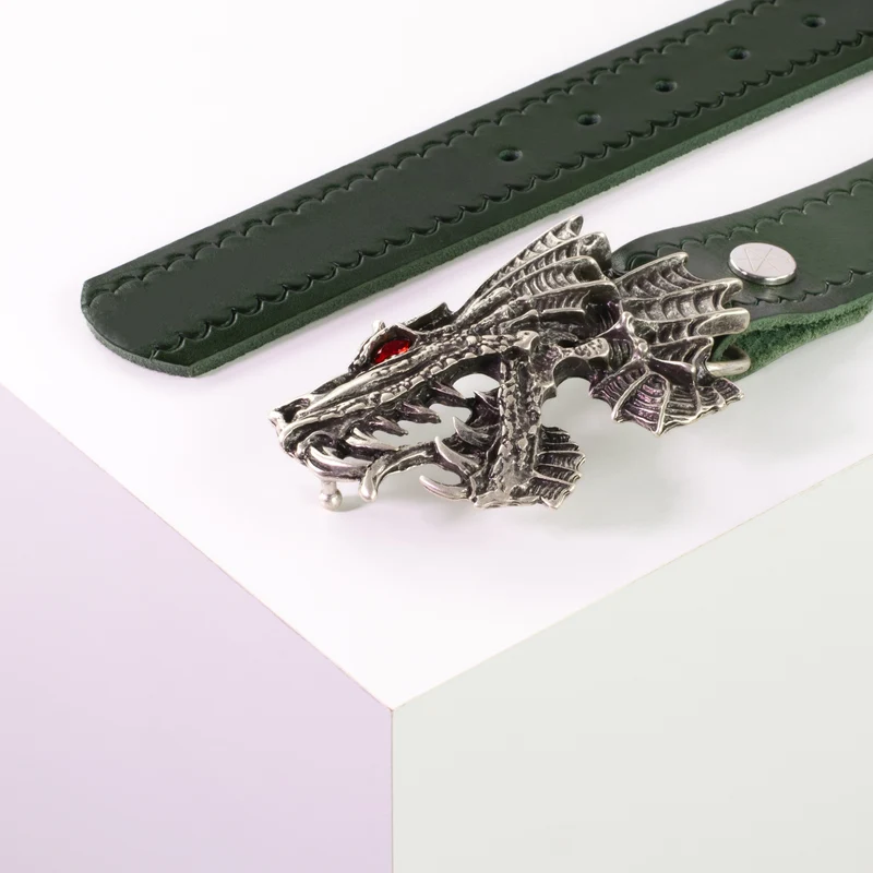 Ledergürtel 4cm mit Schnalle Drache