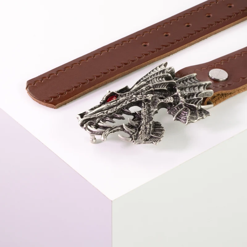 Ledergürtel 4cm mit Schnalle Drache