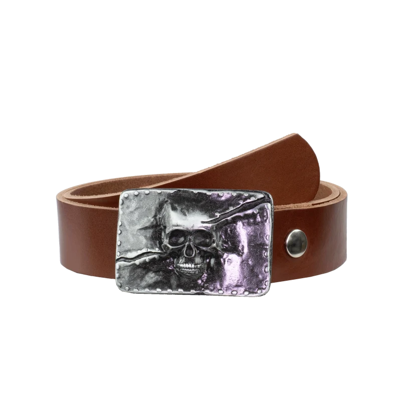 Ledergürtel 4cm mit Schnalle Totenkopf