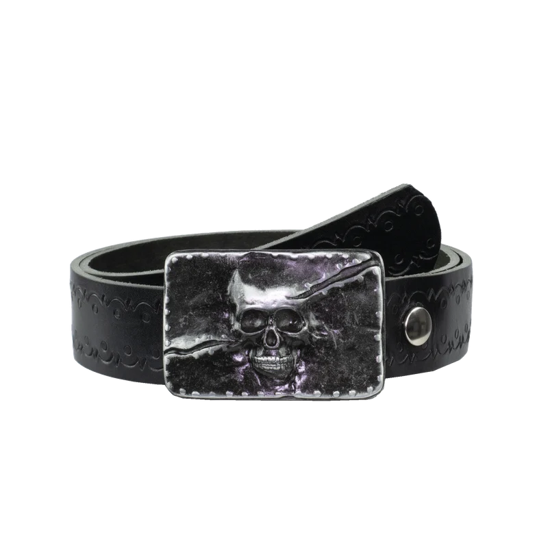 Ledergürtel 4cm mit Schnalle Totenkopf
