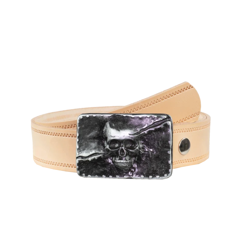 Ledergürtel 4cm mit Schnalle Totenkopf
