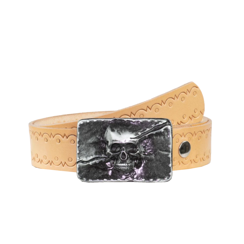 Ledergürtel 4cm mit Schnalle Totenkopf