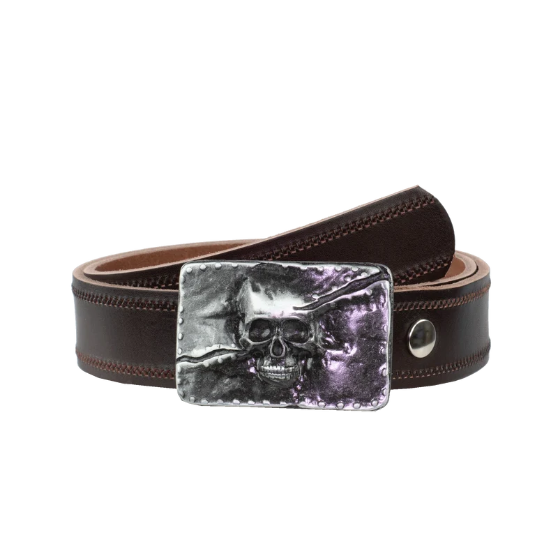 Ledergürtel 4cm mit Schnalle Totenkopf