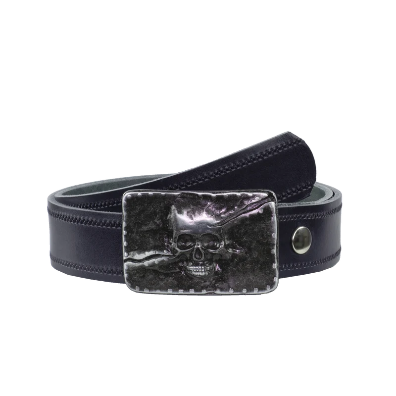 Ledergürtel 4cm mit Schnalle Totenkopf