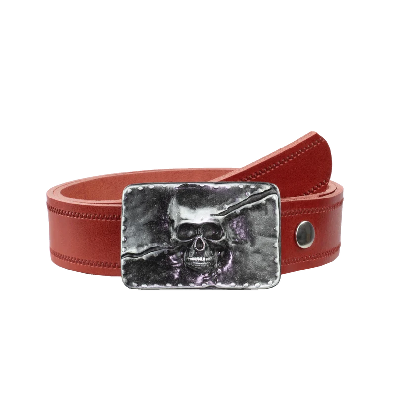 Ledergürtel 4cm mit Schnalle Totenkopf