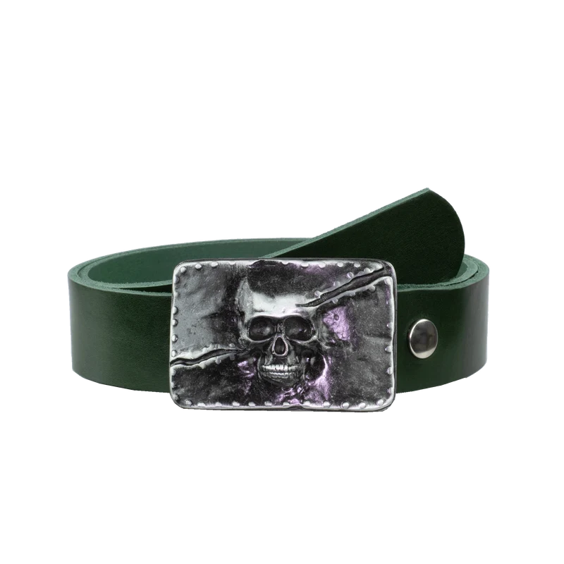 Ledergürtel 4cm mit Schnalle Totenkopf