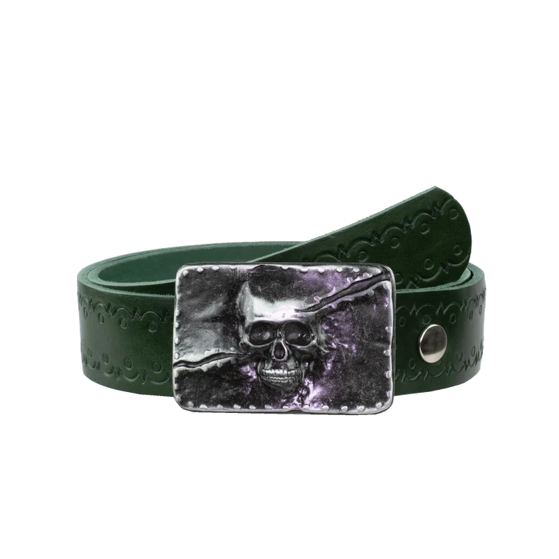 Ledergürtel 4cm mit Schnalle Totenkopf