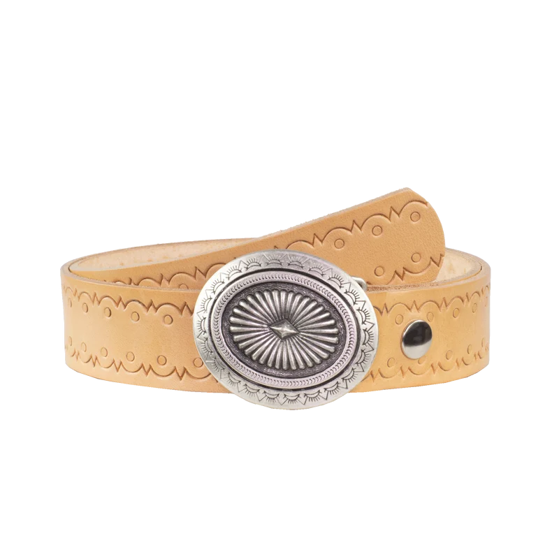Ledergürtel 4cm mit Schnalle Floral silber