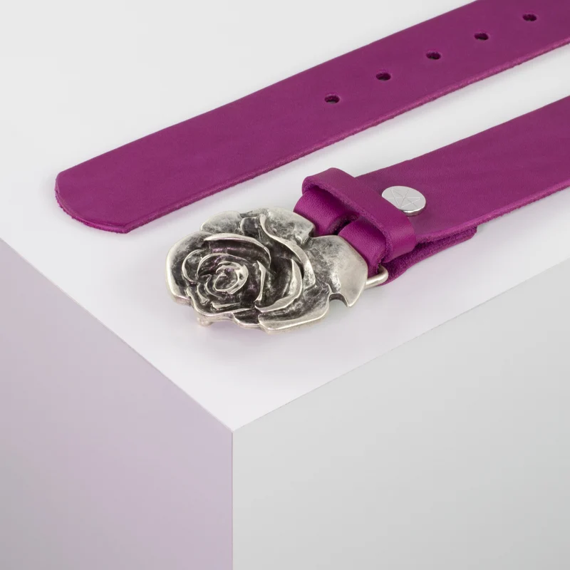 Ledergürtel 4cm mit Schnalle Rose