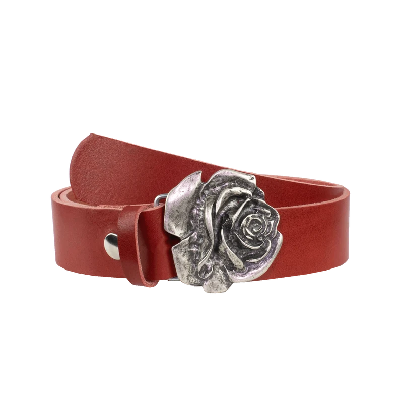 Ledergürtel 4cm mit Schnalle Rose