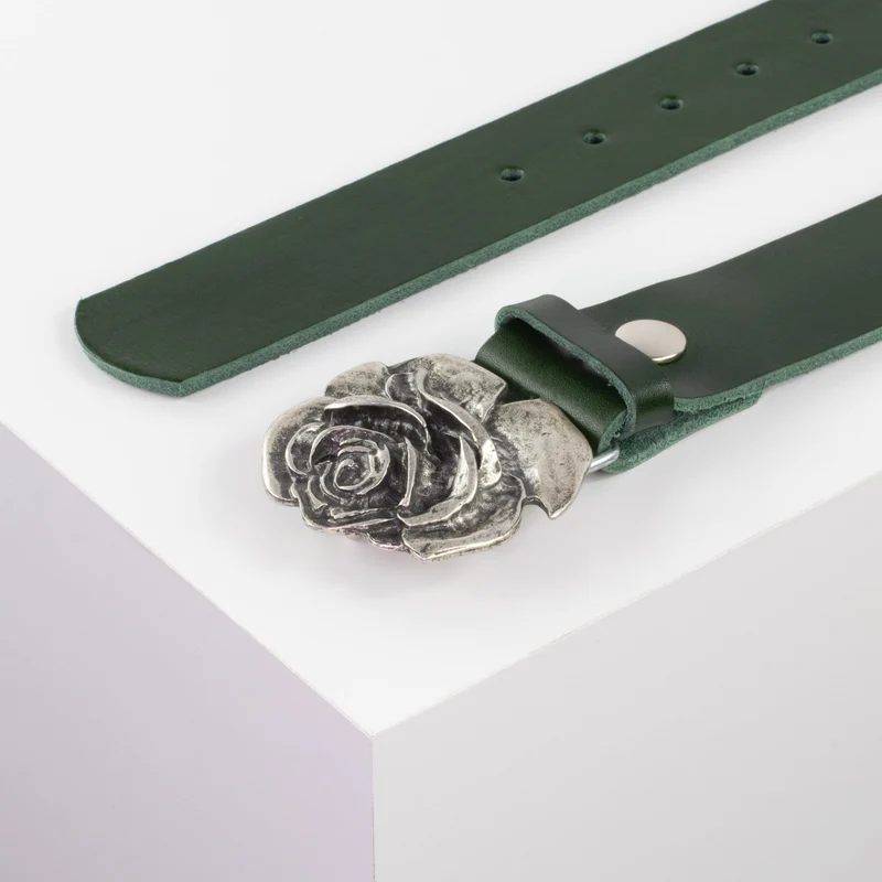 Ledergürtel 4cm mit Schnalle Rose
