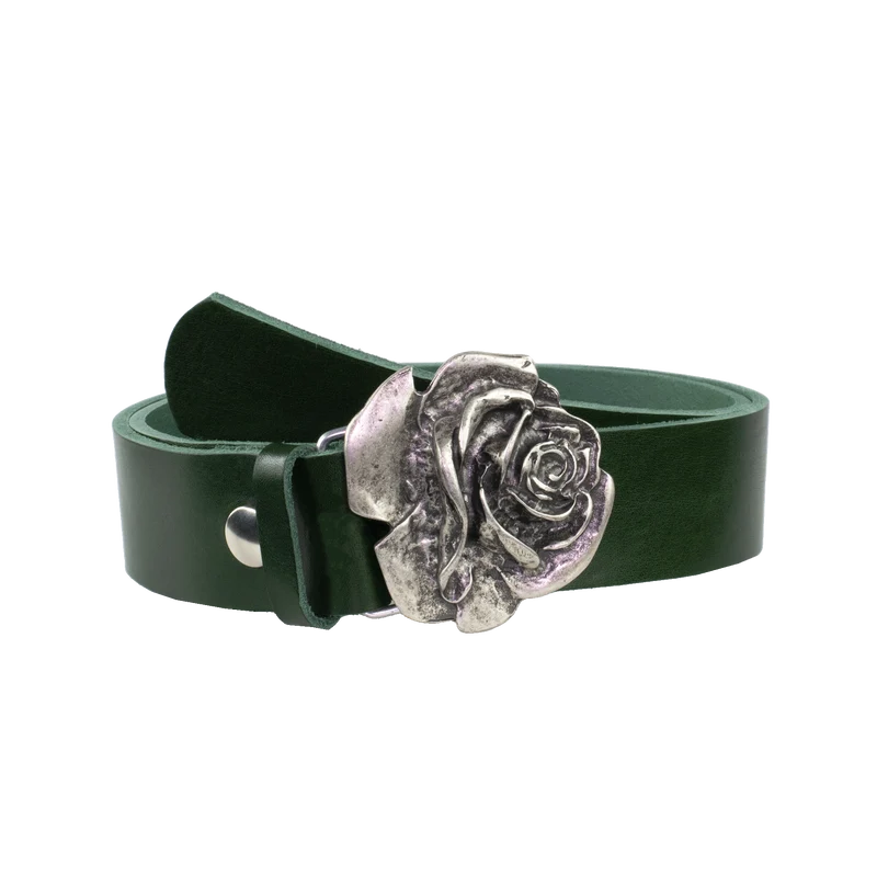 Ledergürtel 4cm mit Schnalle Rose