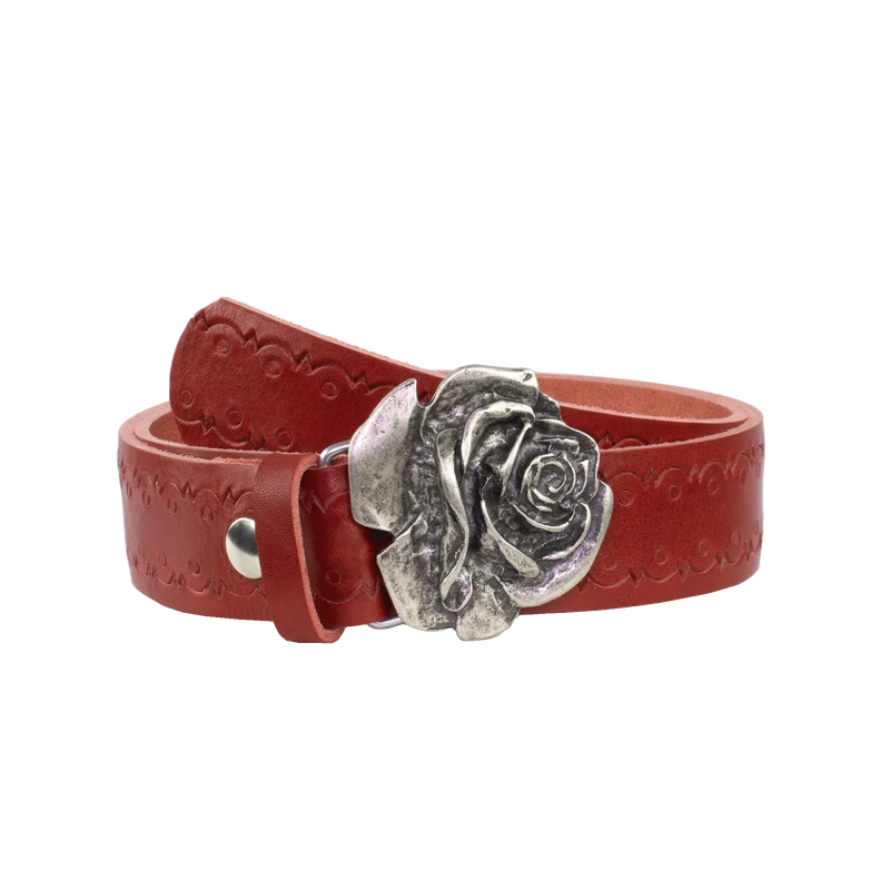 Ledergürtel 4cm mit Schnalle Rose