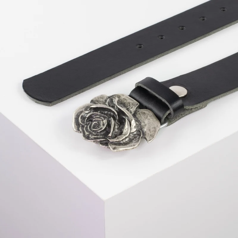 Ledergürtel 4cm mit Schnalle Rose