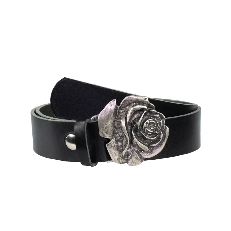Ledergürtel 4cm mit Schnalle Rose