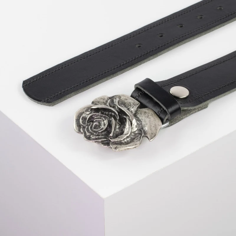 Ledergürtel 4cm mit Schnalle Rose