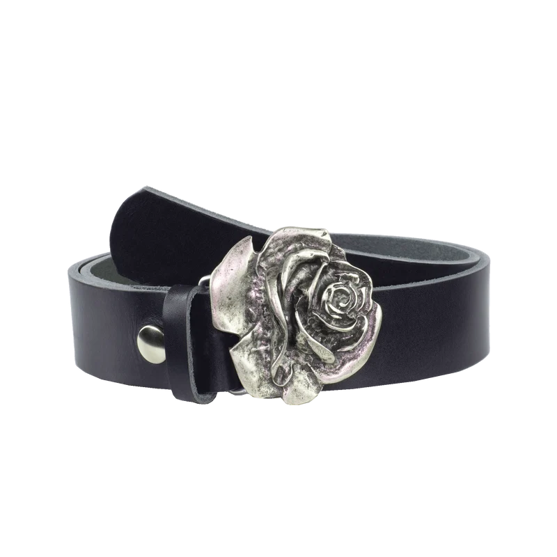 Ledergürtel 4cm mit Schnalle Rose