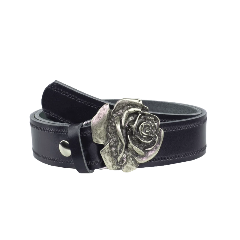 Ledergürtel 4cm mit Schnalle Rose