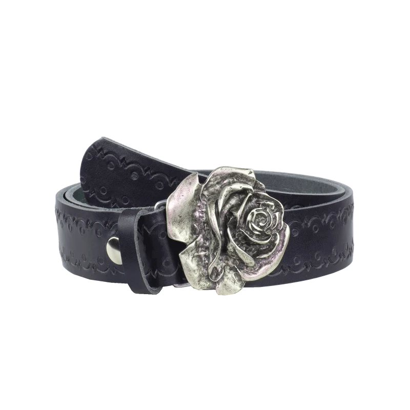 Ledergürtel 4cm mit Schnalle Rose